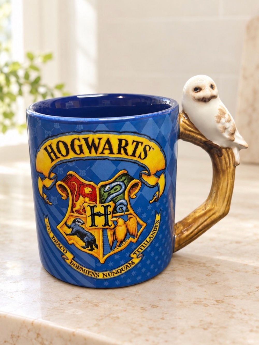Harry Potter Hogwarts Crest Mug with Hedwig Owl Handle 20 oz